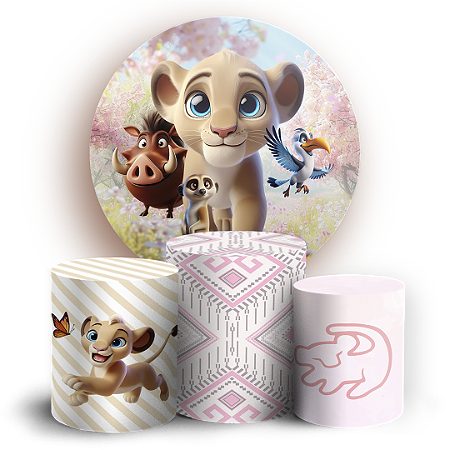 Capas Painel Redondo e Trio Cilindro Sublimado - Rei Leão