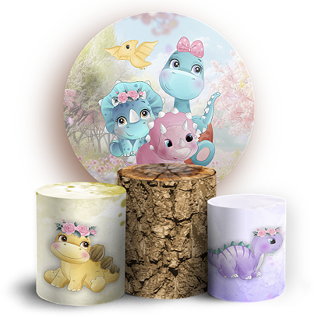 Capas Painel Redondo e Trio Cilindro Sublimado - Dinossauro