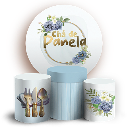 Capas Painel Redondo e Trio Cilindro Sublimado - Chá De Casa Nova