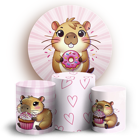 Capas Painel Redondo e Trio Cilindro Sublimado - Capivara