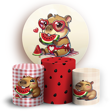 Capas Painel Redondo e Trio Cilindro Sublimado - Capivara