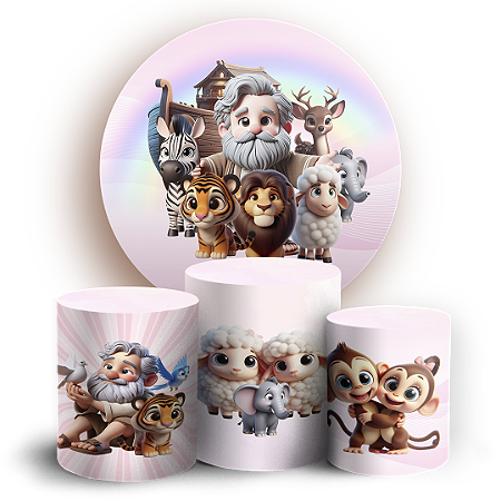 Capas Painel Redondo e Trio Cilindro Sublimado - Arca De Noé