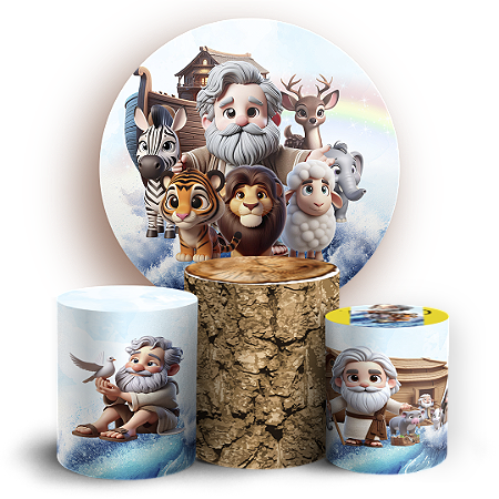 Capas Painel Redondo e Trio Cilindro Sublimado - Arca De Noé