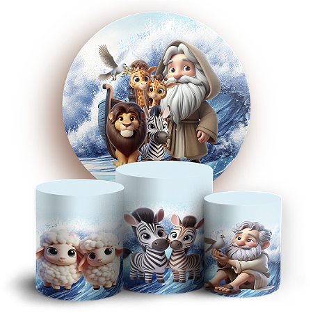 Capas Painel Redondo e Trio Cilindro Sublimado - Arca De Noé