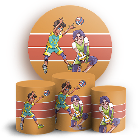 Capas Painel Redondo e Trio Cilindro Sublimado - Volei