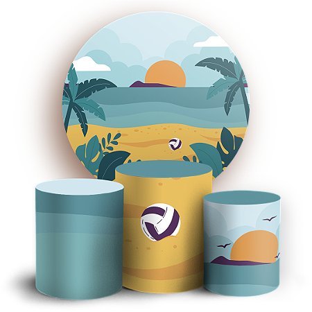 Capas Painel Redondo e Trio Cilindro Sublimado - Volei