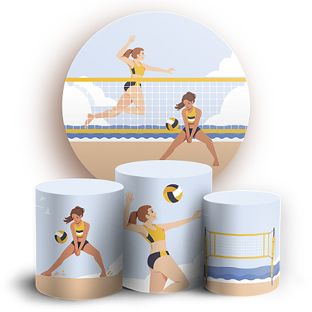 Capas Painel Redondo e Trio Cilindro Sublimado - Volei