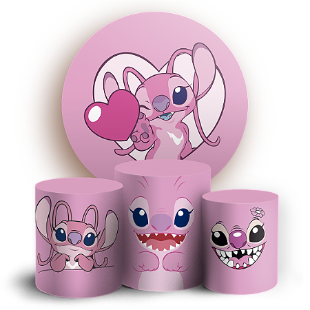 Capas Painel Redondo e Trio Cilindro Sublimado - Lilo Stitch Angel