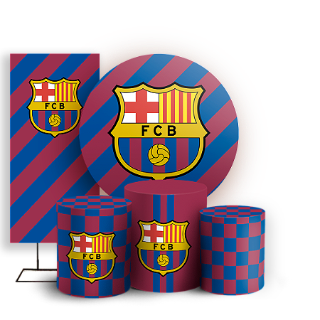 Capas Painel Redondo Trio Cilindro e Faixa Lateral Sublimado - Time Barcelona