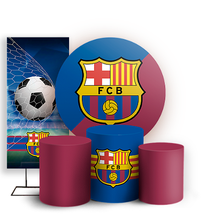 Capas Painel Redondo Trio Cilindro e Faixa Lateral Sublimado - Time Barcelona