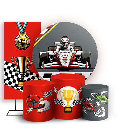 Capas Painel Redondo Trio Cilindro e Faixa Lateral Sublimado - Formula 1