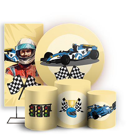 Capas Painel Redondo Trio Cilindro e Faixa Lateral Sublimado - Formula 1