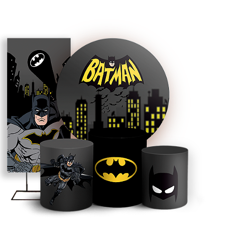 Capas Painel Redondo Trio Cilindro e Faixa Lateral Sublimado - Batman