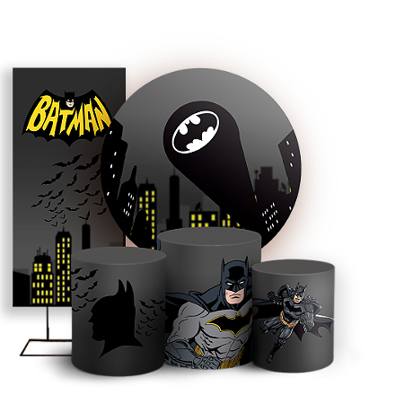 Capas Painel Redondo Trio Cilindro e Faixa Lateral Sublimado - Batman