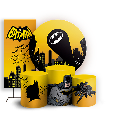 Capas Painel Redondo Trio Cilindro e Faixa Lateral Sublimado - Batman