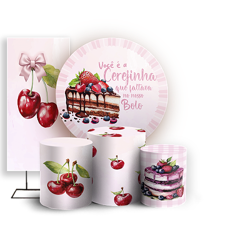 Capas Painel Redondo Trio Cilindro e Faixa Lateral Sublimado - Cerejinha