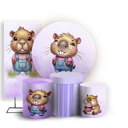 Capas Painel Redondo Trio Cilindro e Faixa Lateral Sublimado - Capivara