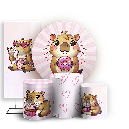 Capas Painel Redondo Trio Cilindro e Faixa Lateral Sublimado - Capivara