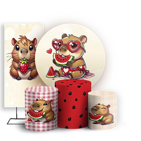 Capas Painel Redondo Trio Cilindro e Faixa Lateral Sublimado - Capivara