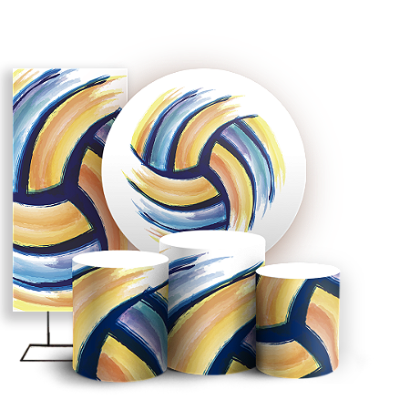 Capas Painel Redondo Trio Cilindro e Faixa Lateral Sublimado - Volei