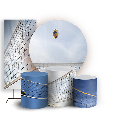 Capas Painel Redondo Trio Cilindro e Faixa Lateral Sublimado - Volei