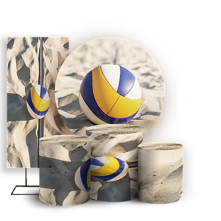 Capas Painel Redondo Trio Cilindro e Faixa Lateral Sublimado - Volei