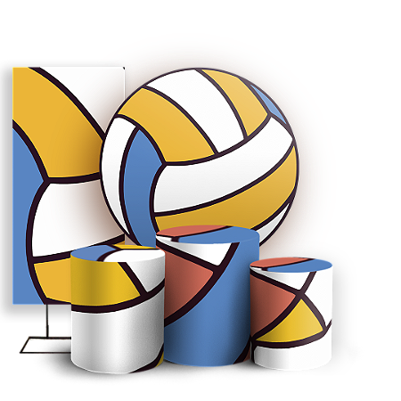 Capas Painel Redondo Trio Cilindro e Faixa Lateral Sublimado - Volei