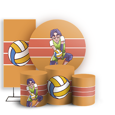 Capas Painel Redondo Trio Cilindro e Faixa Lateral Sublimado - Volei