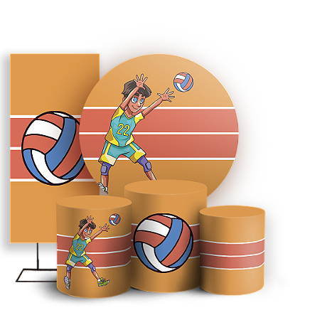 Capas Painel Redondo Trio Cilindro e Faixa Lateral Sublimado - Volei