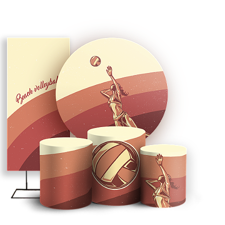 Capas Painel Redondo Trio Cilindro e Faixa Lateral Sublimado - Volei