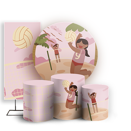 Capas Painel Redondo Trio Cilindro e Faixa Lateral Sublimado - Volei