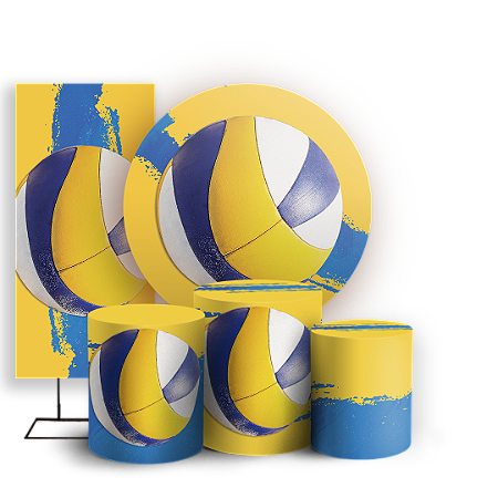 Capas Painel Redondo Trio Cilindro e Faixa Lateral Sublimado - Volei