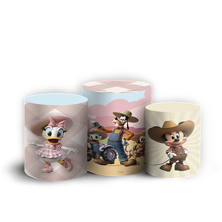 Capas Trio Cilindro Sublimado Vest Facil - Minnie Fazendinha