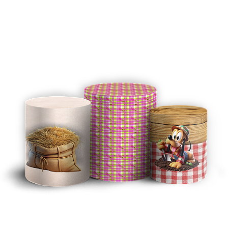 Capas Trio Cilindro Sublimado Vest Facil - Mickey Fazendinha