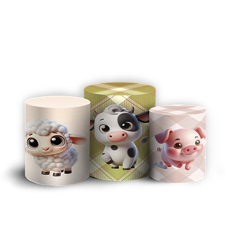 Capas Trio Cilindro Sublimado Vest Facil - Mickey Fazendinha