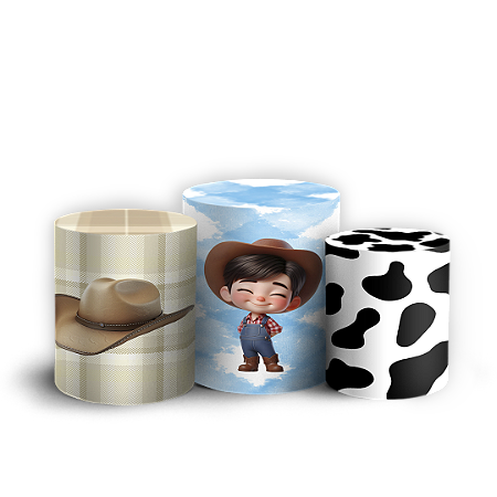 Capas Trio Cilindro Sublimado Vest Facil - Menino Fazendinha