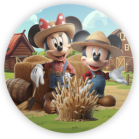 Painel Redondo - Mickey Fazendinha - Sublimado 3D