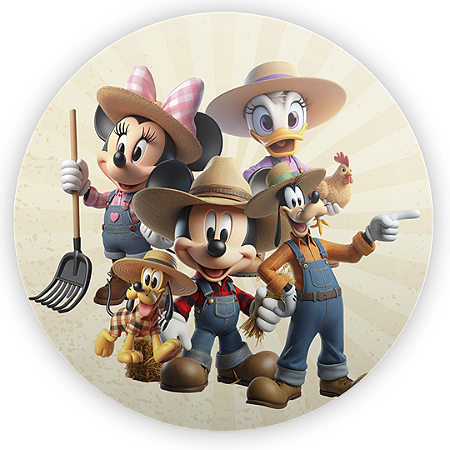 Painel Redondo - Mickey Fazendinha - Sublimado 3D