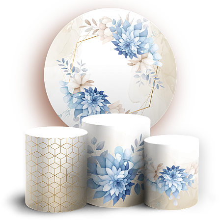 Capas Painel Redondo e Trio Cilindro Sublimado - Floral