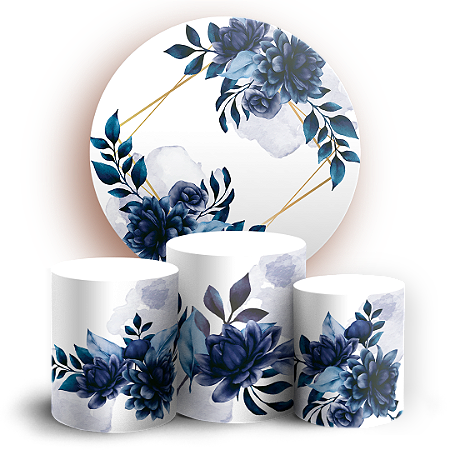 Capas Painel Redondo e Trio Cilindro Sublimado - Floral