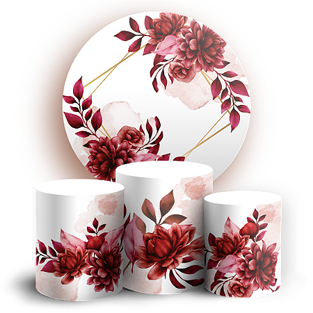 Capas Painel Redondo e Trio Cilindro Sublimado - Floral