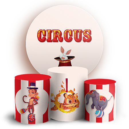 Capas Painel Redondo e Trio Cilindro Sublimado - Circo