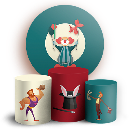 Capas Painel Redondo e Trio Cilindro Sublimado - Circo