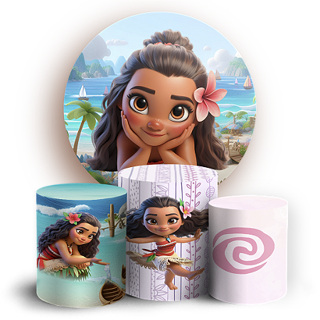 Capas Painel Redondo e Trio Cilindro Sublimado - Moana