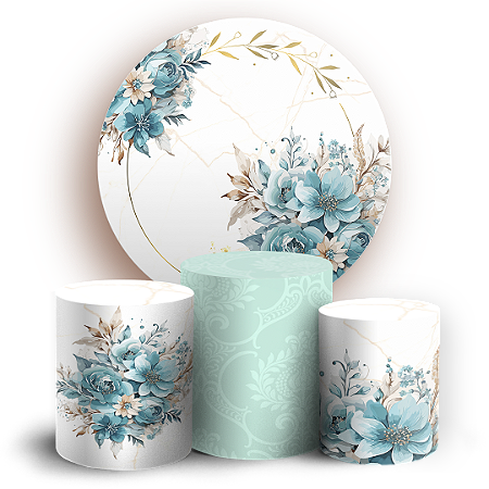 Capas Painel Redondo e Trio Cilindro Sublimado - Floral