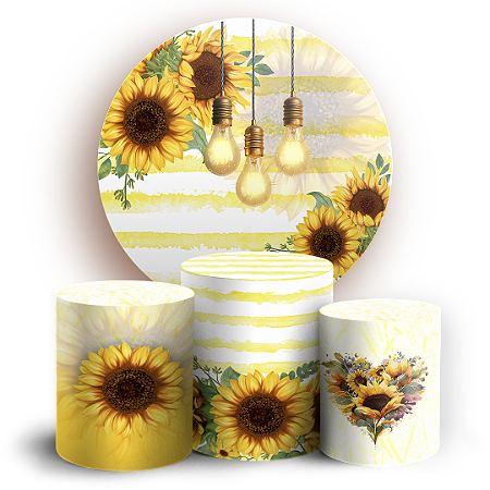 Capas Painel Redondo e Trio Cilindro Sublimado - Floral