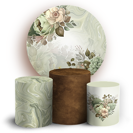 Capas Painel Redondo e Trio Cilindro Sublimado - Floral