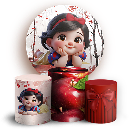 Capas Painel Redondo e Trio Cilindro Sublimado - Branca De Neve