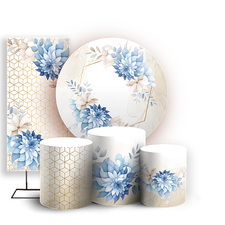 Capas Painel Redondo Trio Cilindro e Faixa Lateral Sublimado - Floral