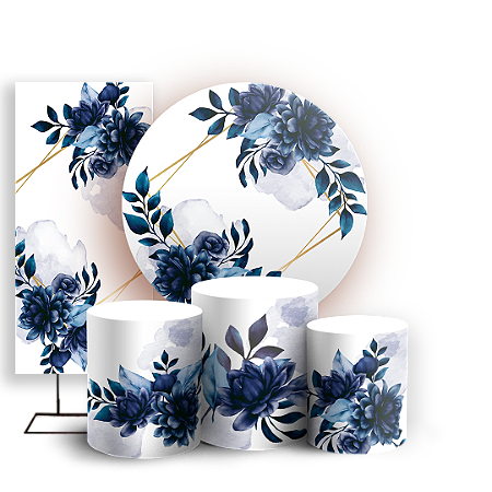 Capas Painel Redondo Trio Cilindro e Faixa Lateral Sublimado - Floral